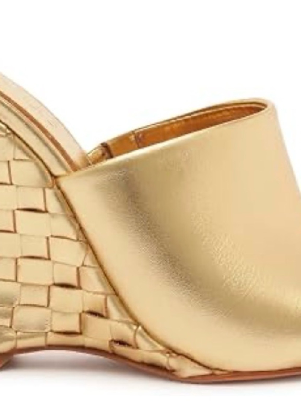 SCHUTZ Metallic Gold Woven Wedge Slide Mules - Picture 2 of 9